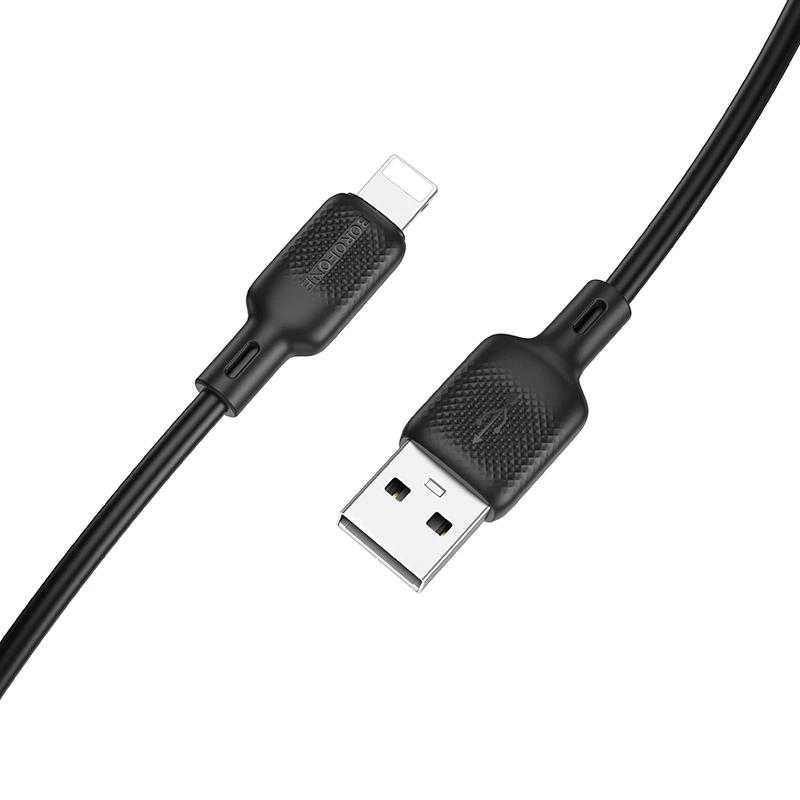 Кабель BOROFONE BX113 Lenny silicone charging data cable iP(L=1M) Black — Borofone