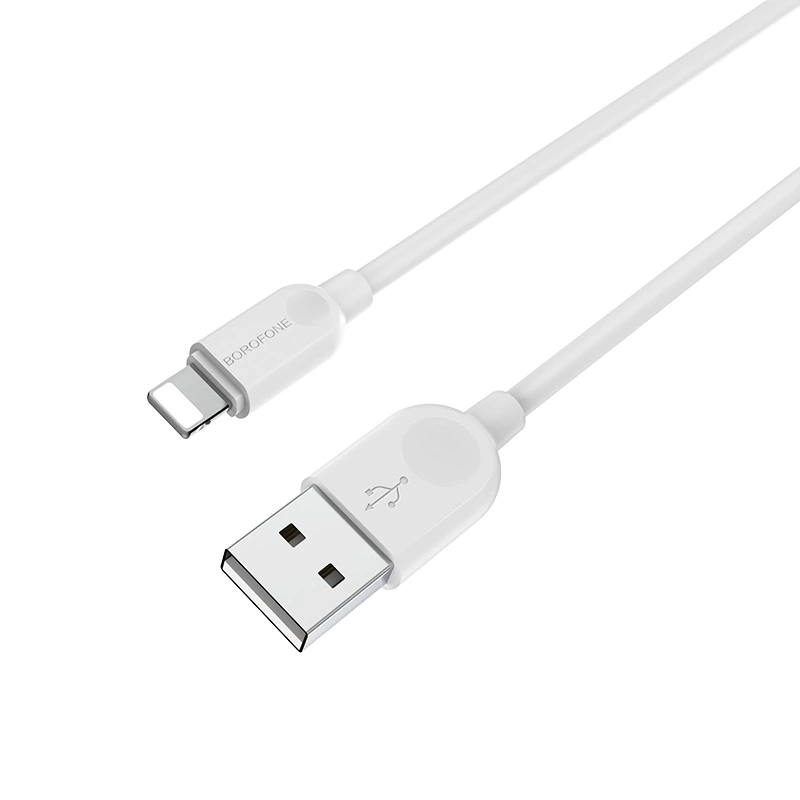 Кабель BOROFONE BX14 USB to iP 2.4A, 1m, PVC, TPE connectors, White — Borofone
