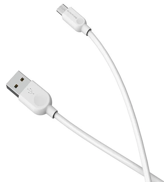 Кабель BOROFONE BX14 USB to Micro 2.4A, 2m, PVC, TPE connectors, White — Borofone