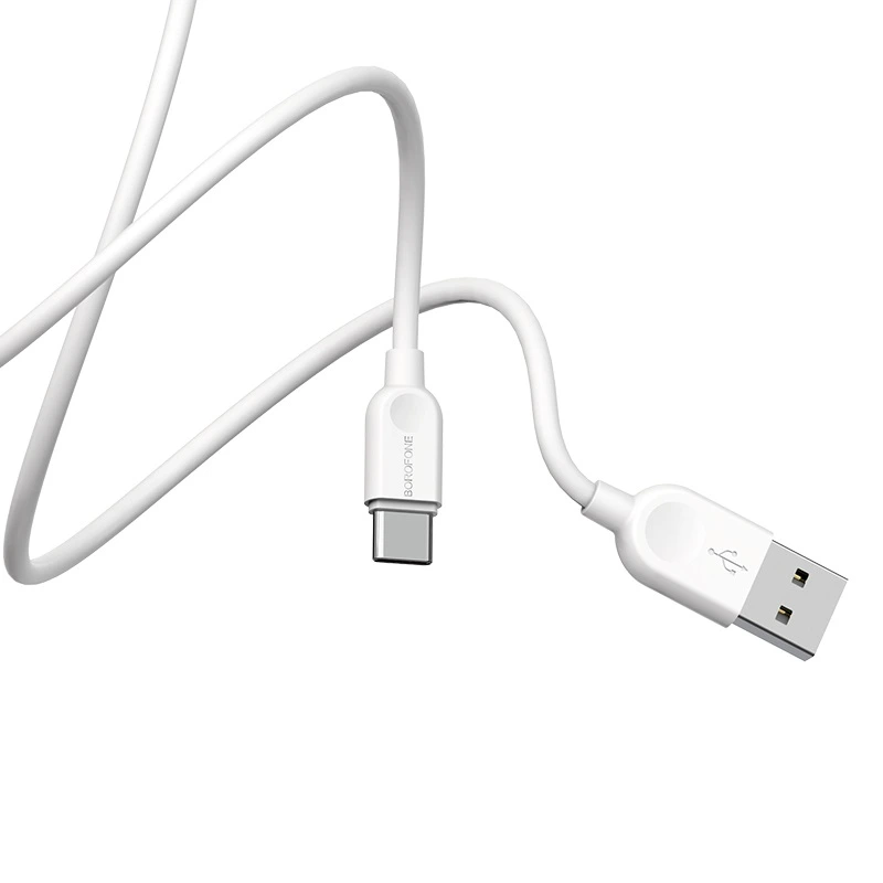 Кабель BOROFONE BX14 USB to Type-C 2.4A, 1m, PVC, TPE connectors, White — Borofone