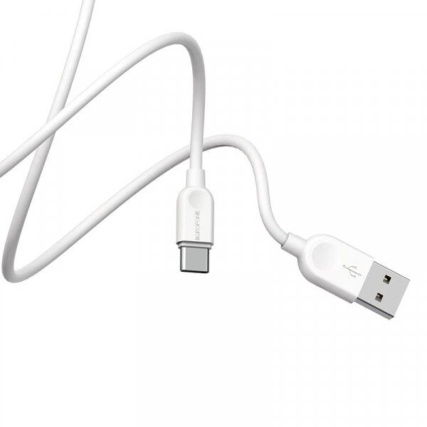 Кабель BOROFONE BX14 USB to Type-C 2.4A, 2m, PVC, TPE connectors, White