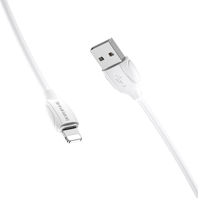 Кабель BOROFONE BX19 USB to iP 2.4A, 1m, PVC, TPE connectors, White