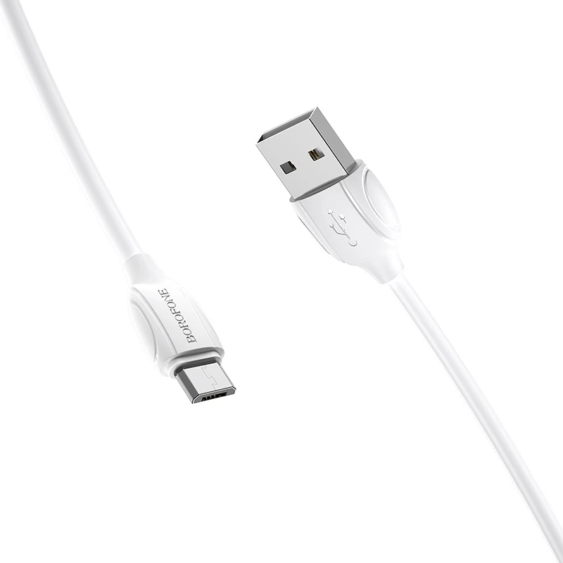 Кабель BOROFONE BX19 USB to Micro 2.4A, 1m, PVC, TPE connectors, White