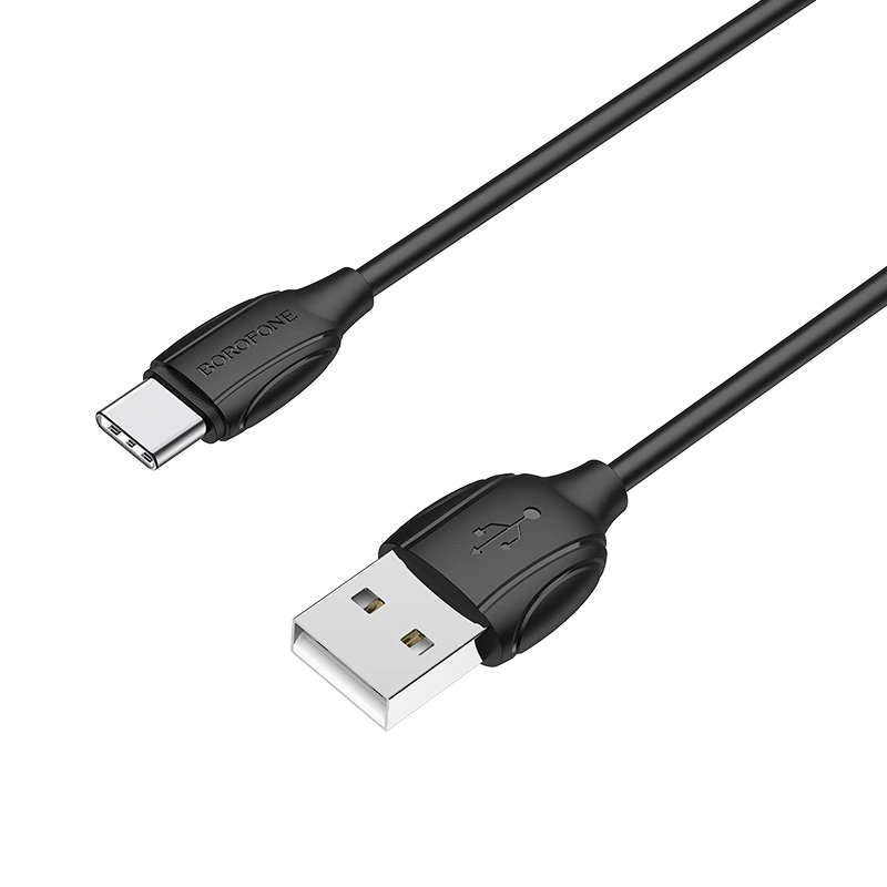 Кабель BOROFONE BX19 USB to Type-C 3A, 1m, PVC, TPE connectors, Black — Borofone