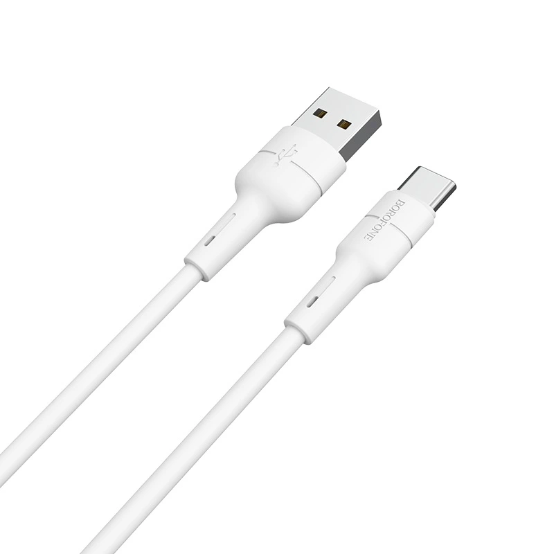 Кабель BOROFONE BX30 USB to Type-C, 3A, 1m, silicone, TPE connectors, White — Borofone