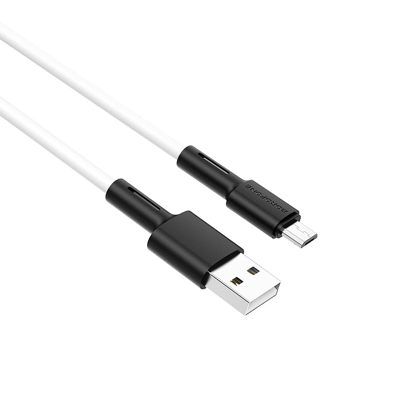 Кабель BOROFONE BX31 Soft silicone charging data cable for Micro White — Borofone
