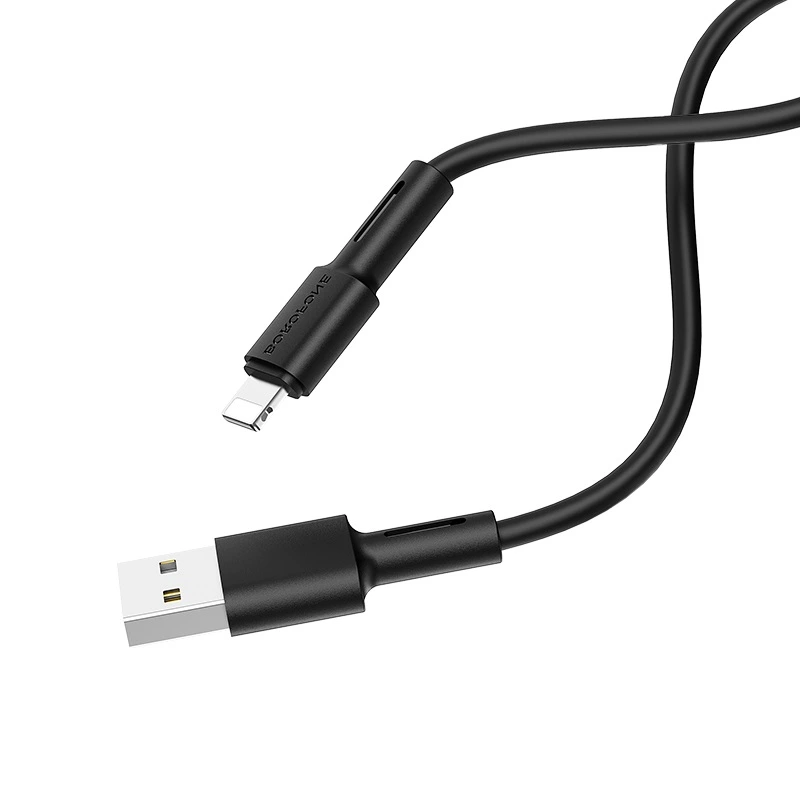 Кабель BOROFONE BX31 USB to iP 2.4A, 1m, silicone, TPE connectors, Black — Borofone