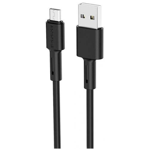 Кабель BOROFONE BX31 USB to Micro 2.4A, 1m, silicone, TPE connectors, Black — Borofone