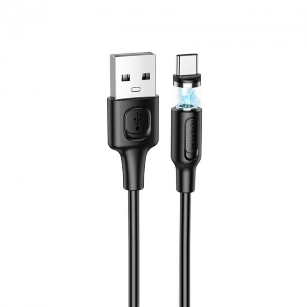 Кабель BOROFONE BX41 USB to Type-C 2.4A, 1m, PVC, PVC connectors, magnetic, Black — Borofone