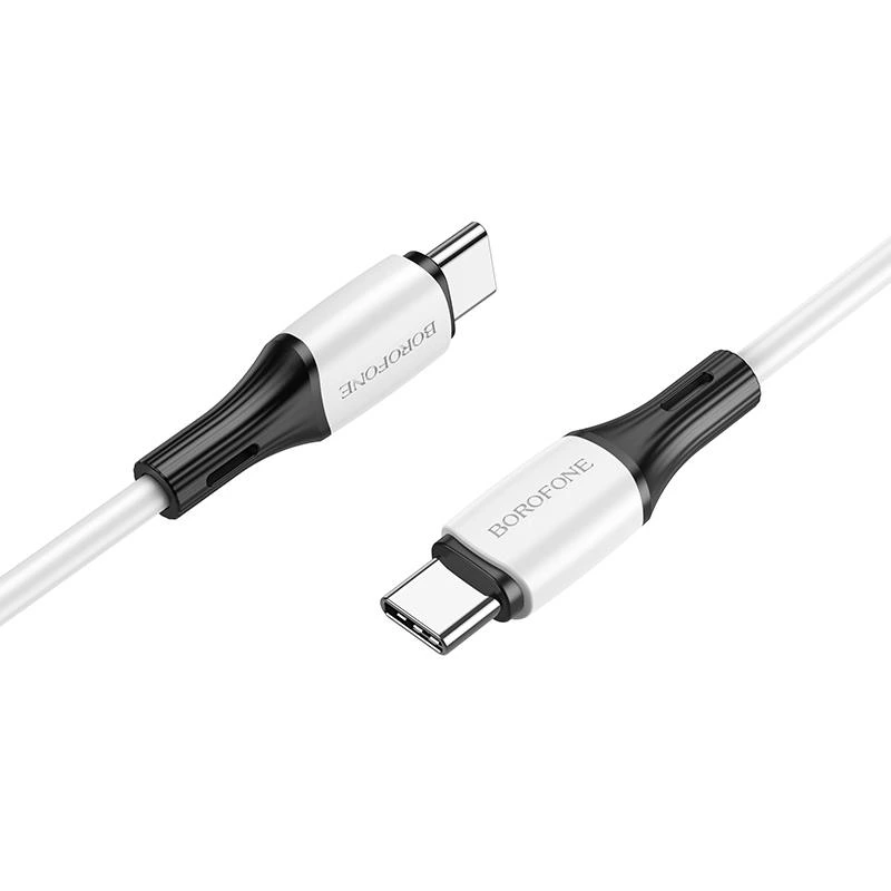Кабель BOROFONE BX79 Type-C to Type-C 3A,60W, 1m, silicone, silicone connectors, White — Borofone