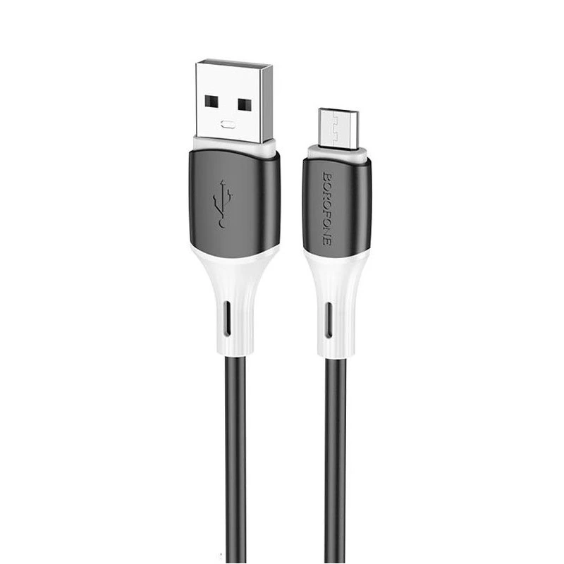 Кабель BOROFONE BX79 USB to Micro 2.4A, 1m, silicone, silicone connectors, Black