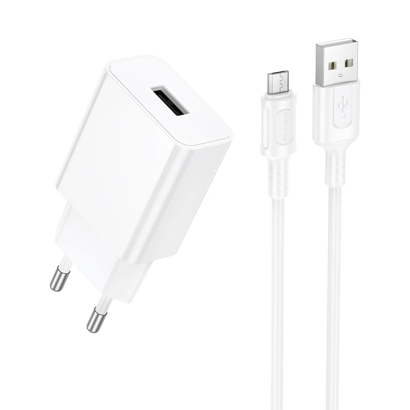 Мережевий зарядний пристрій BOROFONE BA110A Lemi single port charger set (Micro) (EU) White — Borofone