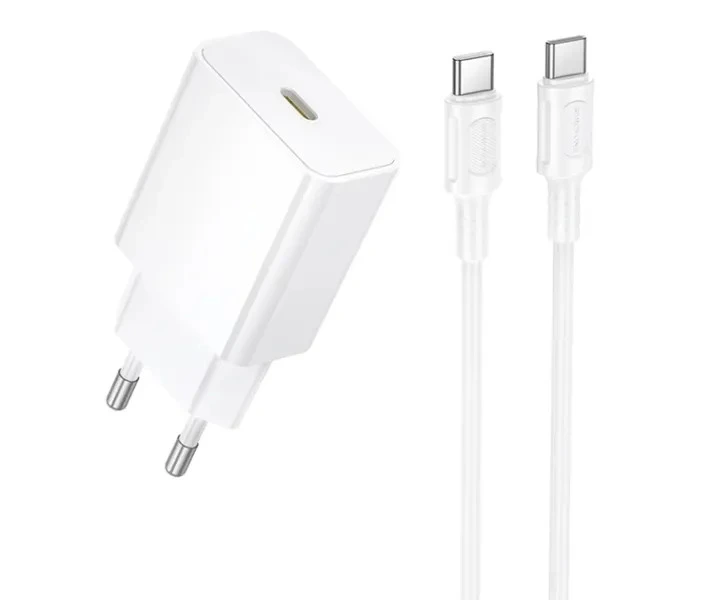 Мережевий зарядний пристрій BOROFONE BA112A Star single port PD20W charger set(C to C) White — Borofone
