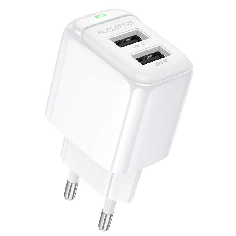 Мережевий зарядний пристрій BOROFONE BAS41A Potential dual-port charger White — Borofone