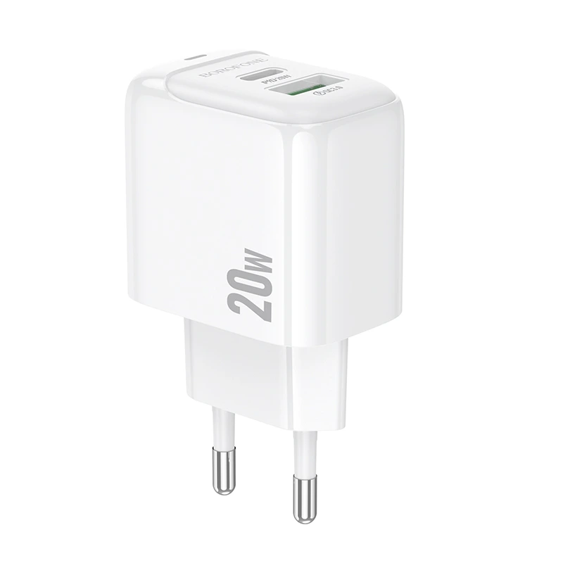 Мережевий зарядний пристрій BOROFONE BAS44A Potential PD20W+QC3.0 charger(EU) White