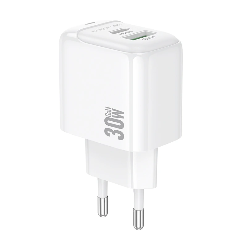 Мережевий зарядний пристрій BOROFONE BAS45A Potential PD30W+QC3.0 charger(EU) White — Borofone