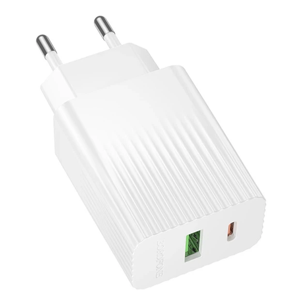 Мережевий зарядний пристрій BOROFONE BAS74A Source PD20W+QC3.0 charger (EU) White