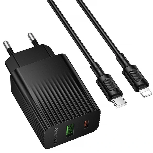 Мережевий зарядний пристрій BOROFONE BAS76A Source PD30W+QC3.0 charger set(C to iP) Black