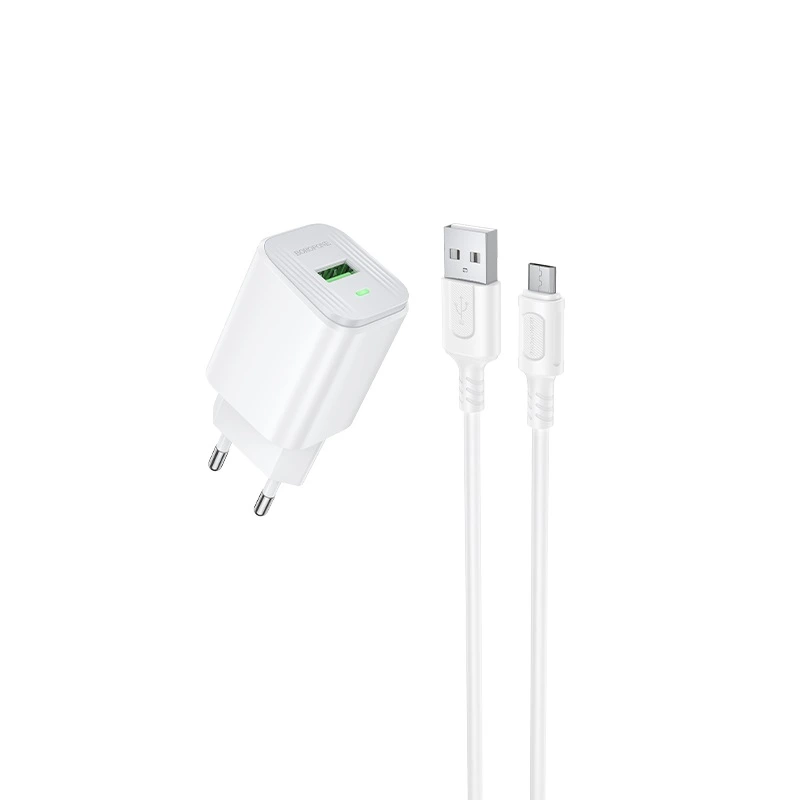 Мережевий зарядний пристрій з кабелем BOROFONE BAS82A Star single port QC3.0 charger set (Micro) (EU) White