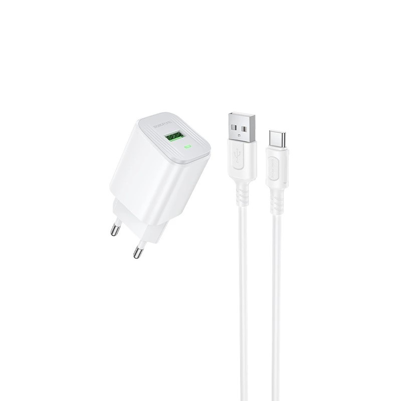 Мережевий зарядний пристрій з кабелем BOROFONE BAS82A Star single port QC3.0 charger set (Type-C) (EU) White