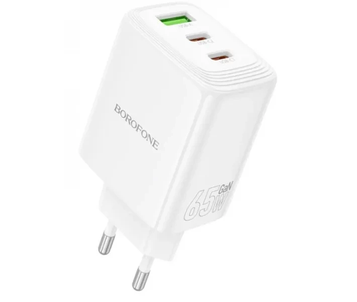 Мережевий зарядний пристрій BOROFONE BN32 Cargador PD65W (2C1A) charger (EU) White