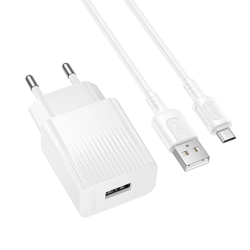 Мережевий зарядний пристрій з кабелем BOROFONE BAS71A Source single-port charger set(Micro) White