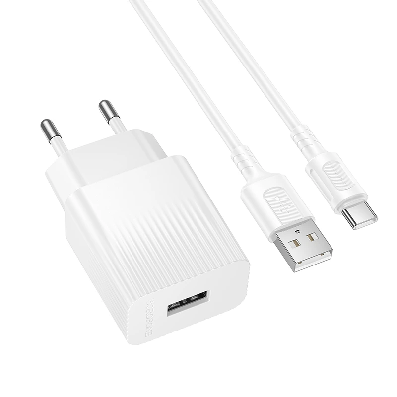 Мережевий зарядний пристрій з кабелем BOROFONE BAS71A Source single-port charger set(Type-C) White
