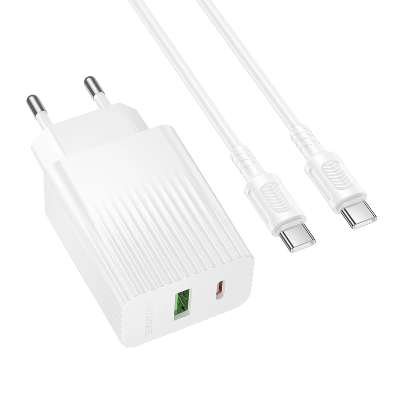 Мережевий зарядний пристрій з кабелем BOROFONE BAS76A Source PD30W+QC3.0 charger set(C to C) White
