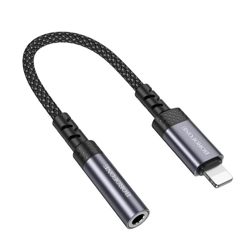 Перехідник BOROFONE BV24 Graceful digital audio converter cable iP to 3.5mm Metal Grey — Borofone