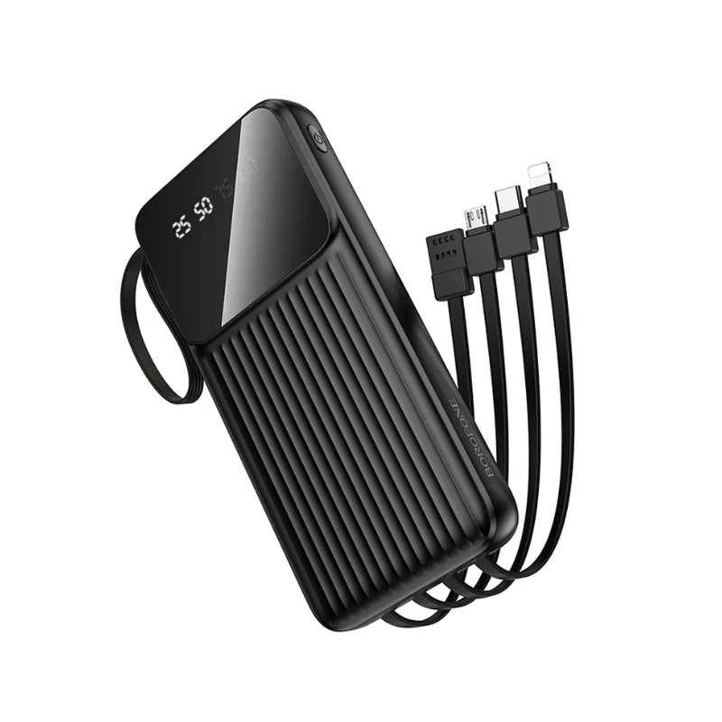 Зовнішній акумулятор BOROFONE BJ76 Smart power bank with 4 cables(10000mAh) Black — Borofone