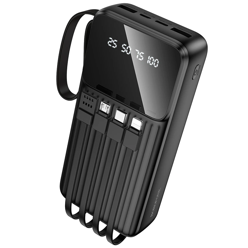 Зовнішній акумулятор BOROFONE BJ76A Smart power bank with 4 cables(20000mAh) Black