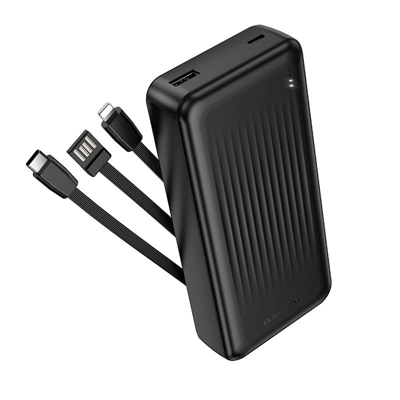 Зовнішній акумулятор BOROFONE BJ79A Clever power bank with 3 cables(20000mAh) Black — Borofone