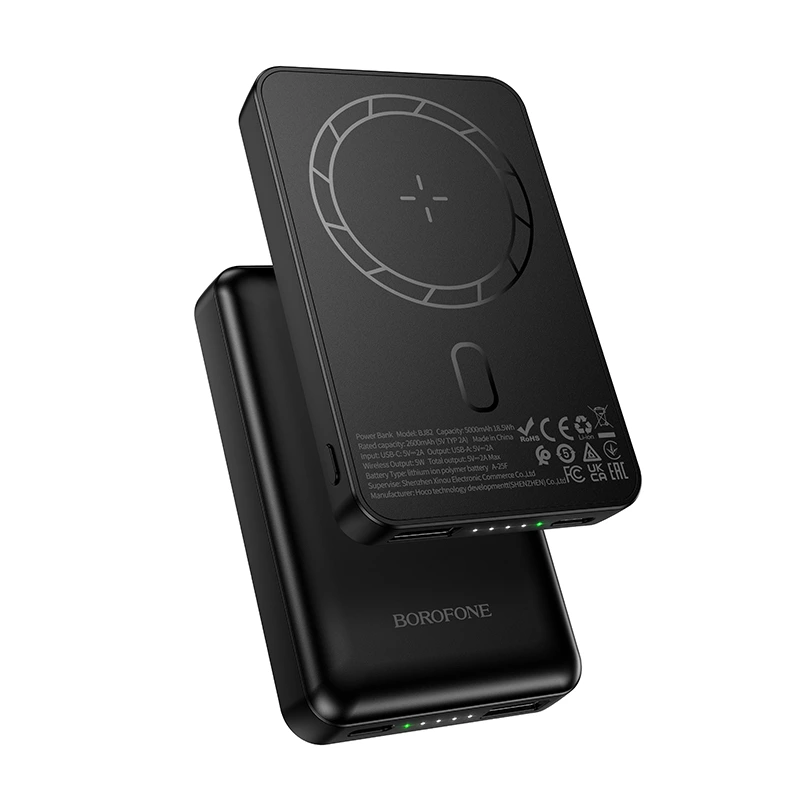 Зовнішній акумулятор BOROFONE BJ82 Dawn magnetic power bank(5000mAh) Black — Borofone