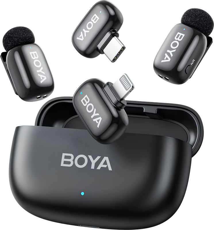 Бездротовий петличний мікрофон BOYA mini-12 Type-C/Lightning Black