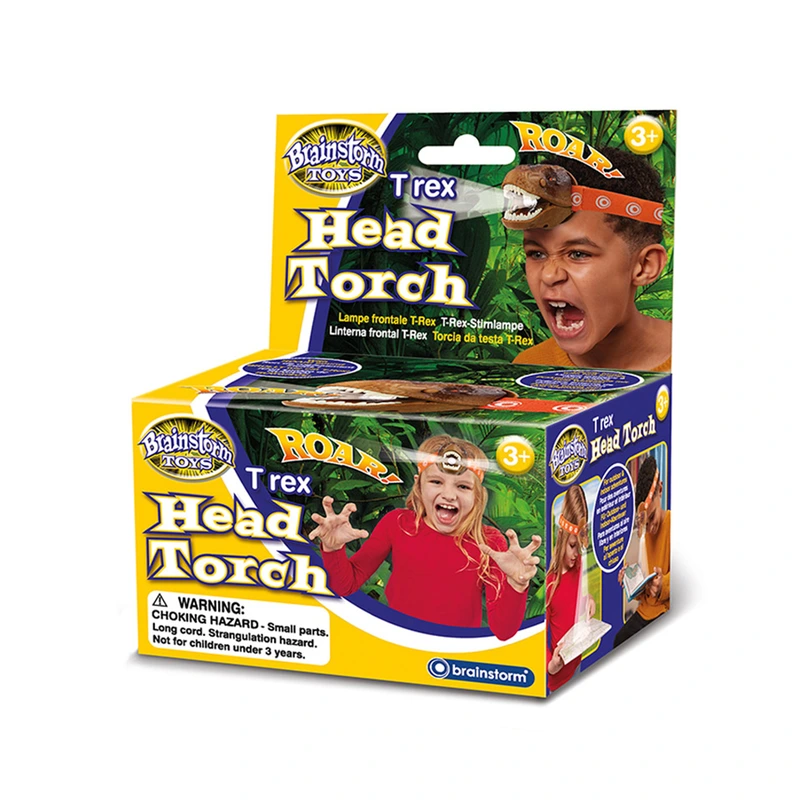 Налобний ліхтарик BRAINSTORM – НЕБЕЗПЕЧНИЙ ТІ-РЕКС (світло, звук) — BRAINSTORM TOYS