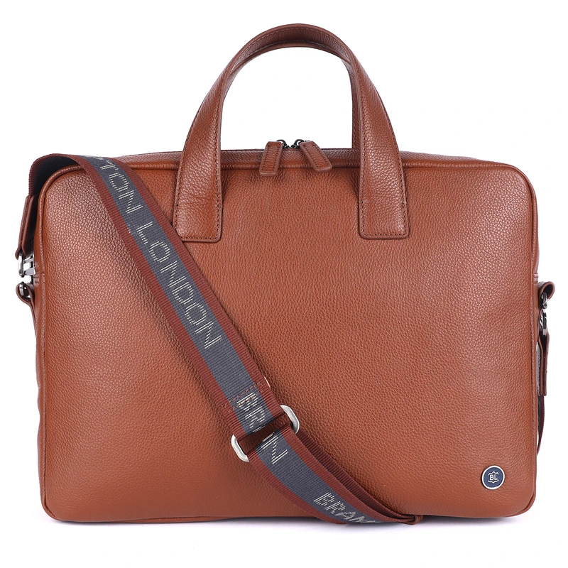 Шкіряна сумка для ноутбука 14 Brampton London Maven Tan (Рудий)