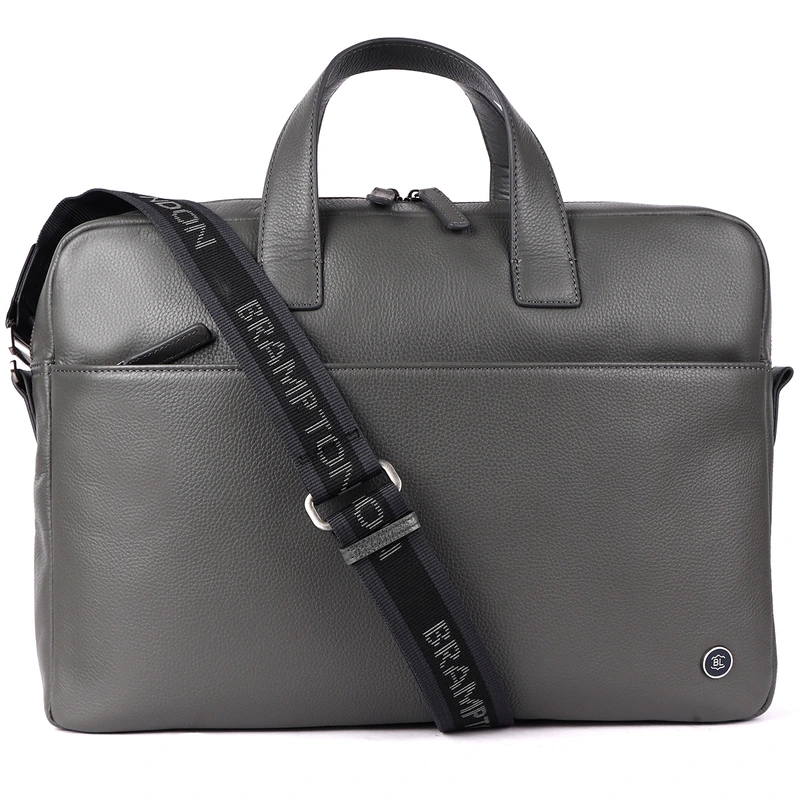Шкіряна сумка для ноутбука 15,6 Brampton London Commandeer Grey (Сірий)