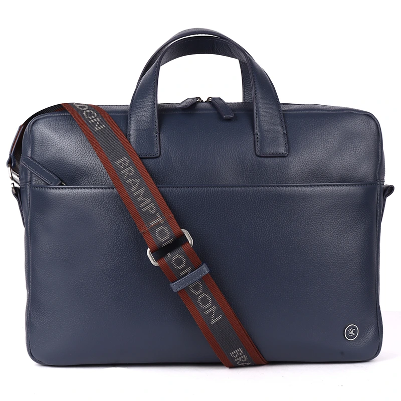 Шкіряна сумка для ноутбука 15,6 Brampton London Commandeer Navy (Синий)