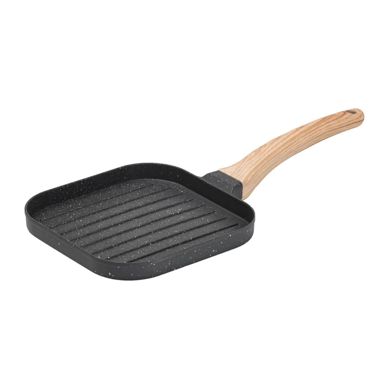 Сковорода гриль квадратна 18×18 см рифлена з гранітним покриттям сіра HP39568C — Breakfast