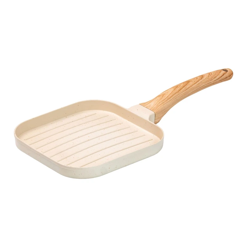 Сковорода гриль квадратна 18×18 см рифлена з гранітним покриттям бежева HP39568W — Breakfast