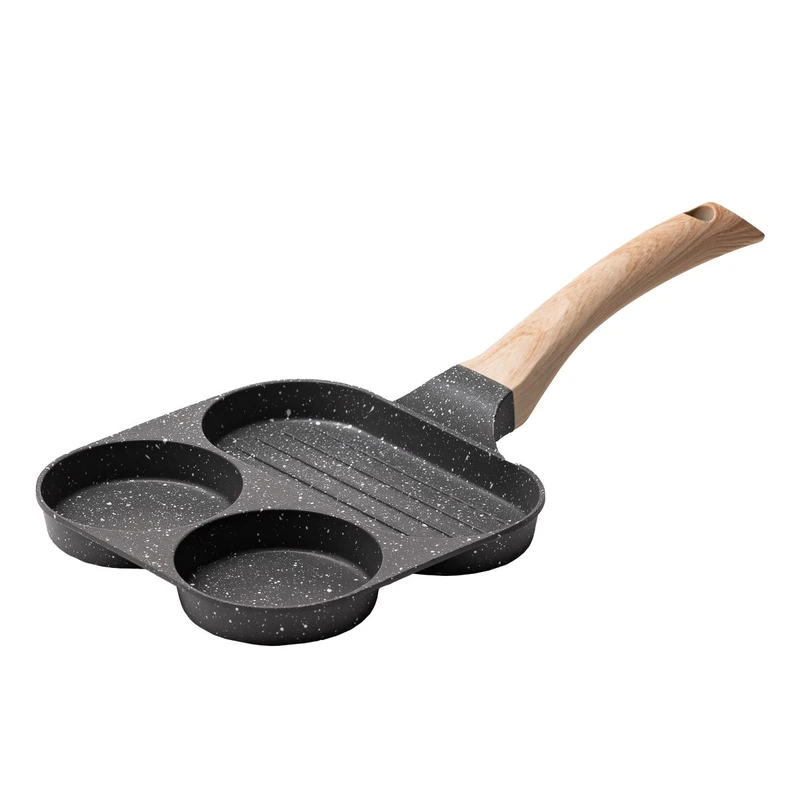 Сковорода квадратна порційна на 3 секції з антипригарним покриттям для всіх плит сіра HP39571C — Breakfast