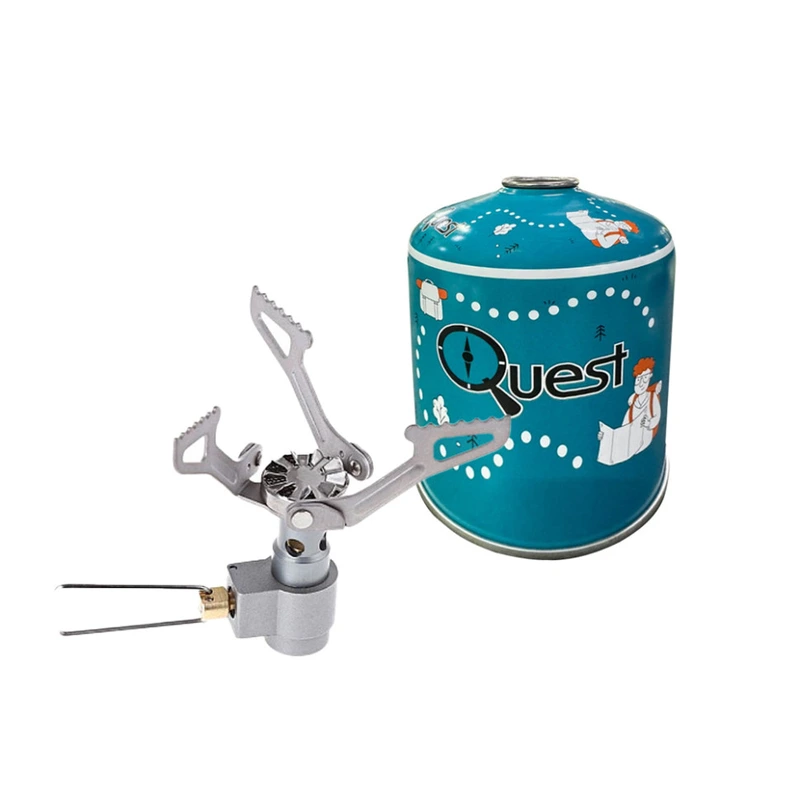 Набір Газовий пальник титановий BRS-3000T + Газовий балон різьбовий бутановий Quest, 450гр — BRS