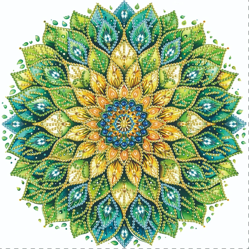 Алмазна мозаїка "Синьо-зелена квітка" BH016, 25х25 см