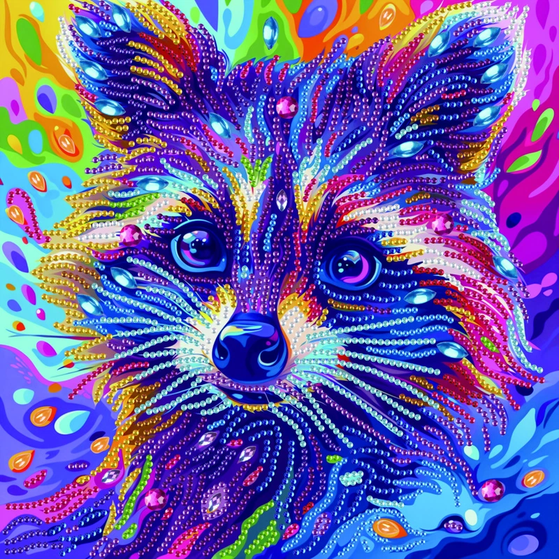 Алмазна мозаїка "Кольоровий єнот" BH031 неповна викладка 25х25 см