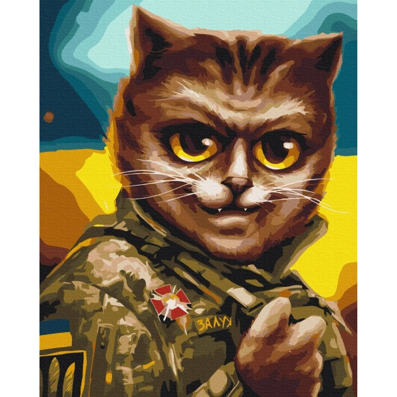 Картина за номерами "Котик Головнокомандувач" ©Маріанна Пащук BS53427 Brushme 40х50 см