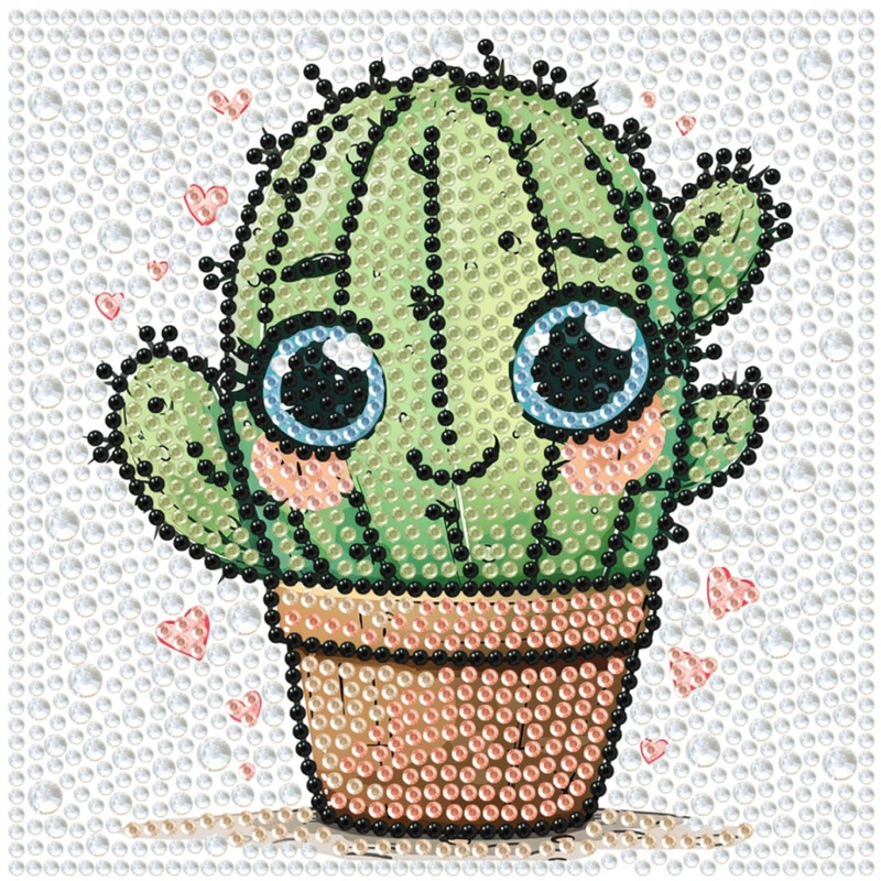Алмазна мозаїка "Кактус" DM5002 з мольбертом 15х15 см