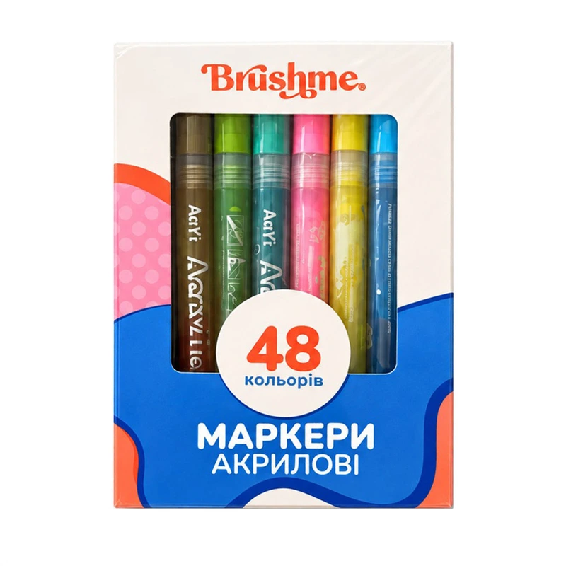 Набір акрилових маркерів на водній основі MACR48, 48 кольорів