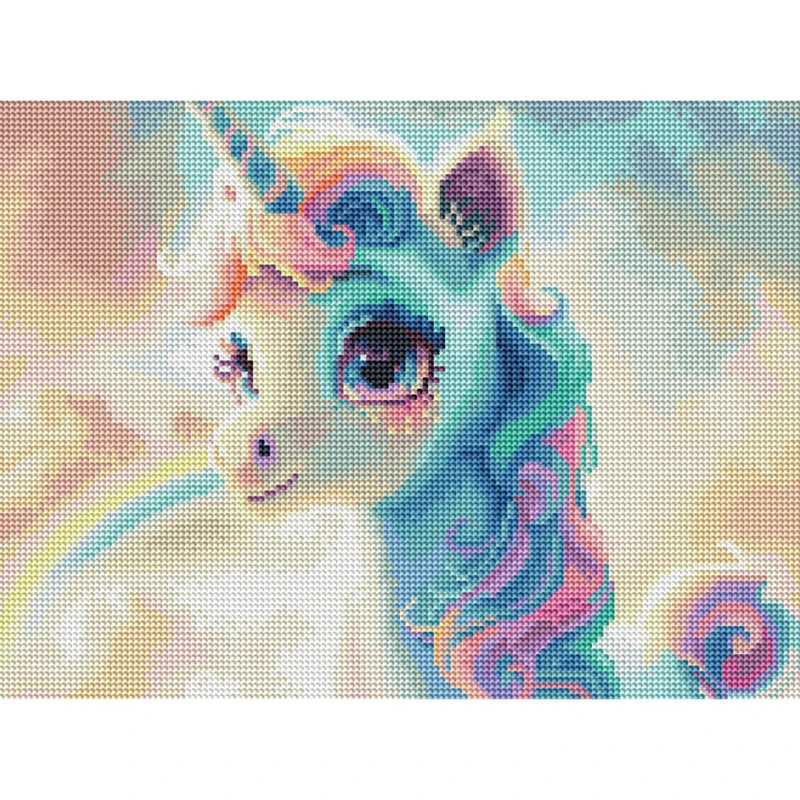 Алмазна мозаїка "Кольоровий єдиноріг" RDBS7008, 30х40 см