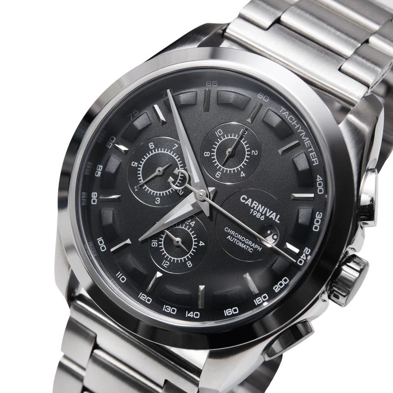 Чоловічий механічний годинник Carnival Genius Prime Silver, 2 ремінці