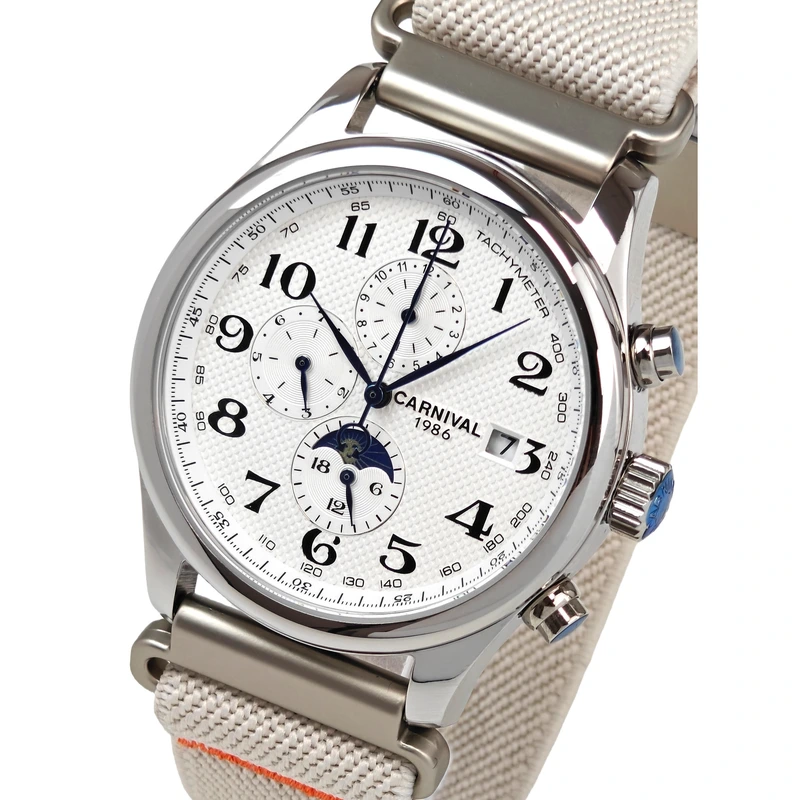 Чоловічий механічний годинник Carnival Masters White Sand, 2 ремінці — Carnival